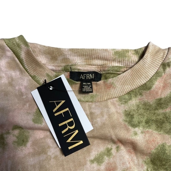 AFRM Munroe Olive Green and Blush Tie Dye Crewneck Pullover M - Picture 5 of 8